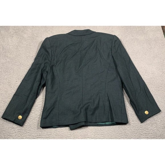 Chaus Women's Blazer Blue Green Houndstooth Wool Blend Gold Buttons‎ Size 14 - Picture 8 of 8